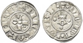 FERRARA. Nicolò III d’Este, 1393-1441. Marchesano Grosso. Ar gr. 1,14 Dr. aquiletta NIChOL MAR Lettere CHIO disposte intorno a globetto. Rv. stemmino ...