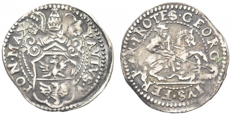 FERRARA. Paolo V, 1605-1621. Grosso. Ar gr. 1,49 Dr. PAVLVS V PON MAX Stemma sor...