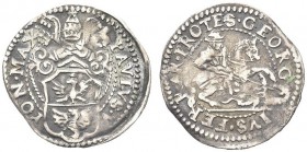 FERRARA. Paolo V, 1605-1621. Grosso. Ar gr. 1,49 Dr. PAVLVS V PON MAX Stemma sormontato da tiara e chiavi decussate con doppi cordoni. Rv. S GEORG IVS...