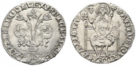 FIRENZE. Repubblica, 1189-1533. Grosso guelfo da 5 soldi e 6 denari 1411, II semestre. Ar gr. 2,35 Dr. DET TIBI FORERE XPS FLORA VERE Il Giglio con du...