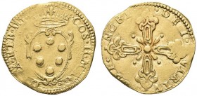 FIRENZE. Cosimo II de Medici, 1608-1621. Doppia. Au gr. 6,67 Dr. COS II MA G DVX ETR III Stemma ovale ed ornato di due ricci ai lati, sormontato dalla...