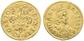 FIRENZE. Giovan Gastone de’ Medici, 1723-1737. Mezzo zecchino 1726. Au gr. 1,71 Dr. IO GASTO I D G M DVX ETR Il Giglio. Rv. S IOANNES BAPTISTA Busto d...