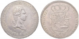 FIRENZE. Ludovico I di Borbone, Re d’Etruria, 1801-1803. Francescone 1802, primo tipo. Ar gr. 27,23 Dr. Testa nuda a d. Rv. Stemma coronato, con Colla...