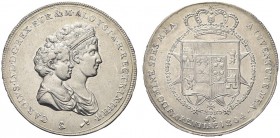 FIRENZE. Carlo Ludovico di Borbone, Re d’Etruria, con la reggenza di Maria Luisa, 1803-1807. Mezza Dena 1804. Ar gr. 19,58 Dr. Busti affiancati. Rv. S...