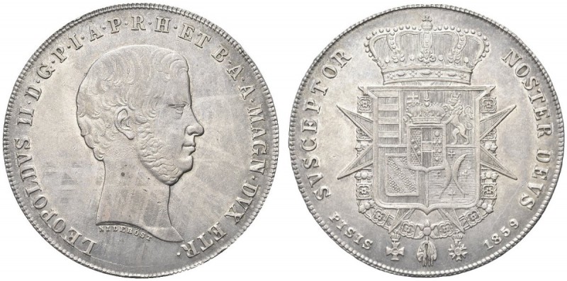 FIRENZE. Leopoldo II d’Asburgo-Lorena, 1824-1859. Francescone 1859. Ar gr. 27,07...
