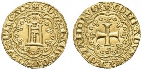 GENOVA. Simon Boccanegra, Doge I, 1339-1344. Genovino. Au gr. 3,53 Dr. DVX IANVE QVA DEVS PTEGAT castelletto Nel campo castello in cornice d'archi. Rv...