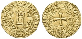 GENOVA. Simon Boccanegra, Doge I, 1339-1344. Genovino. Au gr. 3,52 Dr. A (antica) DVX IANVE QVA DEVS PTEGAT S Castello in cornice d'archi. Rv. CONRADV...