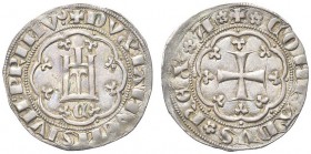 GENOVA. Simon Boccanegra, Doge I, 1339-1344. Grosso. Ar gr. 2,98 Dr. DVX IANVENSIVM PRIMV Castello in cornice d’archi. Rv. CONRADVS REX Croce patente....