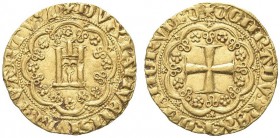 GENOVA. Simon Boccanegra, Doge IV, 1356-1363. Genovino L-D. Au gr. 3,52 Dr. DVX IANVENSIVM QVUARTVS L Castello in cornice d’archi. Rv. CONRADV REX ROM...