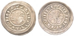 GORIZIA. Alberto II conte, 1271-1304. Denaro. Ar gr. 0,95 Dr. ALBERTVS COMES Leone al passo verso s. Rv. GORICIE DE LVONZE Fiore a sei petali. CNI 1/2...