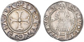 MACERATA. Autonome, 1392-1447. Grosso. Ar gr. 1,28 Dr. DE MACERATA Croce. Rv. S IVLI ANVS San Giuliano stante, frontale, con vessillo e spada. CNI 15v...