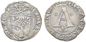 MACERATA. Giulio II, 1503-1513. Bolognino marchigiano. Ar gr. 0,64 Dr. IVLIVS II PONT MAX Stemma a cuore largo sormontato da chiavi decussate legate e...