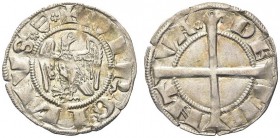 MANTOVA. . Luigi o Guido Gonzaga, 1328-1360. Grosso aquilino. Ar gr. 1,46 Dr. VIRGILIVS Aquila ad ali spiegate. Rv. DE MANTVE Croce. CNI 3/6; Bignotti...