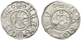 MANTOVA. . Francesco I Gonzaga, 1382-1407. Bolognino. Ar gr. 1,06 Dr. FRAN CIS leone boemo Nel campo le lettere C h V S disposte a croce intorno a bis...