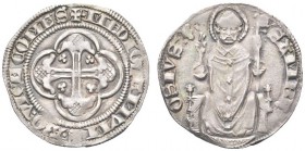 MILANO. . Azzone Visconti, 1329-1339. Grosso da 2 soldi. Ar gr. 2,89 Dr. A3O VICECOMES MEDIOLANVM Croce gigliata in doppio quadrilobo ornata di quattr...