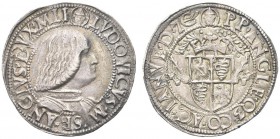 MILANO. . Ludovico Maria Sforza, detto il Moro, 1494-1500. Testone. Ar gr. 9,57 Dr. Testina di Sant'Ambrogio LVDOVICVS M SF ANGLVS DVX MLI Busto coraz...