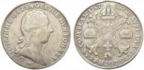 MILANO. . Giuseppe II d’Asburgo Lorena, 1780-1790. Crocione 1787. Ar gr. 29,19 Dr. IOSEPH II D G R I S A GER HIE HVN BOH REX Testa laureata a d. Rv. A...