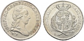 MILANO. . Giuseppe II d’Asburgo Lorena, 1780-1790. Mezzo scudo 1784. Ar gr. 11,54 Dr. IOSEPH II D G R IMP S AUG G H ET B REX A A Busto lauretato a d. ...