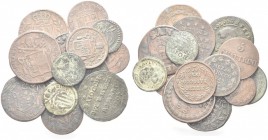LOTTI. Lotto di n. 30 monete in Æ coniate dal periodo che va tra il 1600 al 1900, di area papale e di altre varie regioni italiane. Si segnala: 1/2 ba...