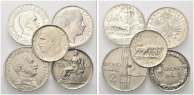 LOTTI. Lotti di n. 6 Monete del Regno d’Italia: si segnalano 2 Lire 1906 (Più che SPL), 2 Lire 1908 (SPL), 2 Lire 1923 (Più che SPL), Lira 1928, 50 ce...