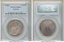 Karl VI 1/4 Taler 1740/1 MS63 PCGS, Hall mint, KM1666. Dressed in a pleasing array of pastel tones that compliment fully struck-up devices, lending to...