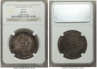 Karl VI 1/2 Taler 1738 MS62 NGC, Graz mint, KM1643. Assigned an appreciable near-choice designation by NGC and rarely witnessed in this level of aesth...