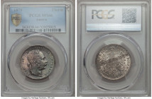 Franz Joseph I Florin 1879 MS66 PCGS, Vienna mint, KM2222. An aesthetically refined example expressing bold icy blue patination most notable to the ob...