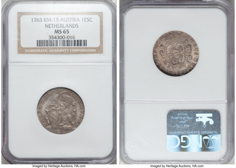 Maria Theresa Escalin (Schelling) 1763 MS65 NGC, KM15. With graphite toning and ...