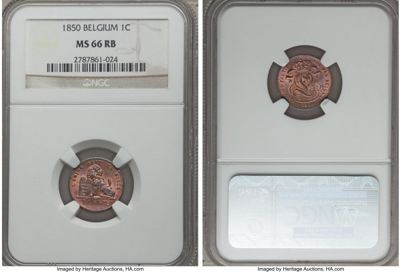 Leopold I Centime 1850 MS66 Red and Brown NGC, KM1.2. An extraordinary example w...