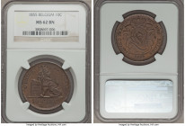 Leopold I 10 Centimes 1855 MS62 Brown NGC, KM2.1. An attractive Mint State representative of this better date in the series with milk-chocolate surfac...