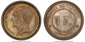 Leopold I Specimen Essai Pattern Franc 1859 SP66 PCGS, cf. KM-Pn55 ("1 Fs" unlisted), Dupriez-626. A truly fetching Specimen imbued with an elevated e...