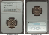 Leopold II 10 Centimes 1901 MS65 NGC, KM42. Type with no hole and French legends. By far the key date in the series, with almost 3 million fewer piece...