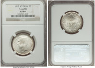 Albert I 2 Francs 1912 MS66 NGC, KM75. Flemish legends variety. A bright white gem with full mint brilliance, presently unsurpassed at NGC. 

HID09801...