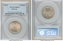 Free City Gulden 1923 MS64 PCGS, KM145. A thoroughly pleasing, near-Gem Mint State example dressed in a full cartwheel luster that illuminates a subtl...