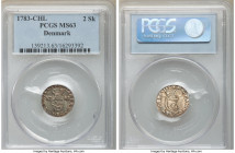 Christian VII 2 Skilling 1783-CHL MS63 PCGS, Copenhagen mint, KM631.2. A wonderful choice offering from this Danish minor series, distinguished by not...