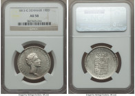 Frederick VI Rigsbankdaler 1813-IC AU58 NGC, Copenhagen mint, KM683.2. Seldom encountered in better grades, displaying a strong portrait of the king a...