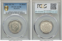 Christian VIII 32 Rigsbankskilling 1842 (o)-FF/FK AU58 PCGS, Altona mint, KM734. Displaying ample residual luster and only the most trivial instances ...
