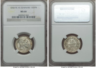 Frederick VII 16 Skilling Rigsmont 1858 (c)-VS MS66 NGC, Copenhagen mint, KM765. Unusually choice for the type with singular luster and a crisp strike...