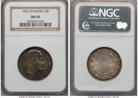 Frederick VII Rigsdaler 1855 (c)-VS MS64 NGC, Copenhagen mint, KM760.1. Veiled in a completely nacreous cabinet tone, awash in prominent underlying lu...