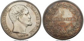 Frederick VII Proof Rigsdaler 1855 (c)-VS PR63 PCGS, Copenhagen mint, KM760.1. Seldom-seen in Proof and alluringly toned to the reverse with vibrant a...