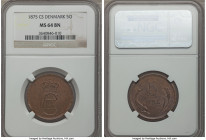 Christian IX 5 Ore 1875 (h)-CS MS64 Brown NGC, Copenhagen mint, KM794.1. A scarce, low-mintage date draped in a pleasing light honey brown toning. 

H...