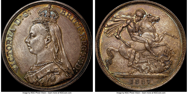 Victoria Crown 1887 MS62 NGC, KM765, S-3921. Jubilee type. An original slate pat...