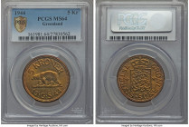 Danish Colony 5 Kroner 1944 MS64 PCGS, Philadelphia mint, KM9. Mostly used by US forces stationed in Greenland during WWII.

HID09801242017

© 2020 He...