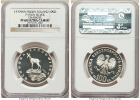 People's Republic silver Proof Proba "Chamois" 100 Zlotych 1979-MW PR68 Ultra Cameo NGC, Warsaw mint, KM-Pr357, P-392A. Mintage: 4,000. Mountain goat ...