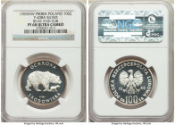 People's Republic silver Proof Proba "Bear and Cub" 100 Zlotych 1983-MW PR68 Ultra Cameo NGC, Warsaw mint, KM-Pr489, P-408A. Mintage: 3,000. Mother be...
