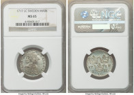 Carl XII Mark 1717-LC MS65 NGC, KM313. A fully Gem Mint State survivor of a type almost never encountered uncirculated and certainly not this elite of...