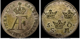 Adolf Frederick 5 Ore 1763-AL MS62 NGC, KM462. Nice original surfaces with mint luster, scarce type in mint state. Ex: "Colonel" E.H.R. Green; Green E...