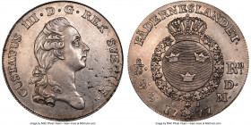 Gustaf III 2/3 Riksdaler 1777-OL AU58 NGC, KM517. A well-struck example with scattered minor obverse planchet flaws and significant residual luster co...