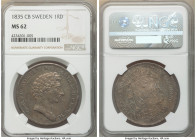 Carl XIV Johan Riksdaler 1835-CB MS62 NGC, KM632. A commendable selection certified just shy of Choice Mint State, decorated in a pervasive slate pati...