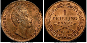 Oscar I Skilling 1854 MS63 Red and Brown NGC, KM671. A prime quality example of the type and tied for the finest submitted to NGC. Ex. Eric P. Newman ...